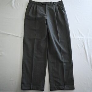 Pronto Uomo‎ 34x32 Dark Taupe Gray Pleated Cuffed 100% Wool Mens Dress Pants